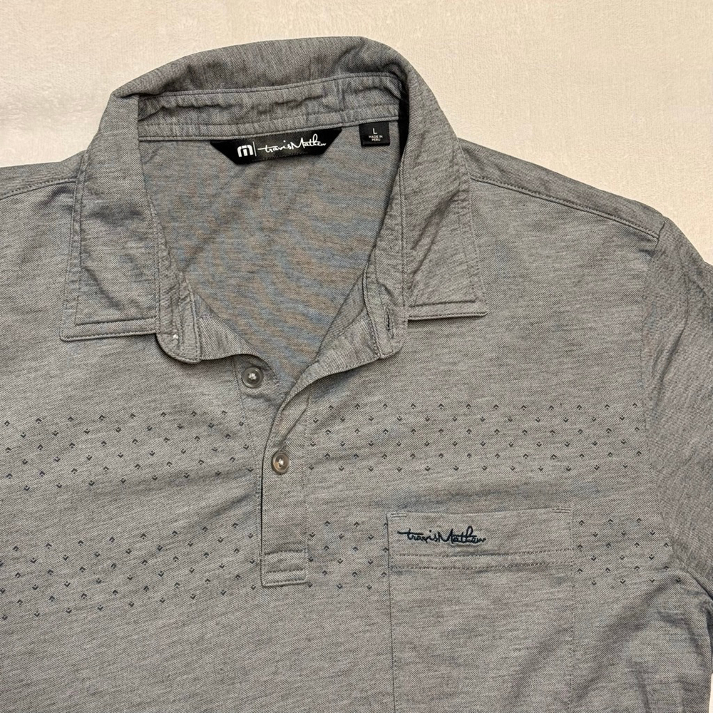 Men's Travis Mathew Gray Polo Shirt With Pocket Large